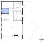 Wohnung mit Küche, Bad, zwei Schlafzimmern und Wohnbereich.