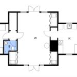 Wohnung mit Küche, Wohnzimmer, Schlafzimmer und Bad.