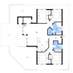 Wohnung mit Küche, zwei Schlafzimmern, Bad und Toilette.