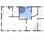 Dieses Grundriss zeigt eine Wohnung mit Küche, Bad und zwei Schlafzimmern.