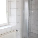 Badezimmer mit Dusche, Fenster und Heizkörper
