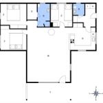 Wohnung mit drei Schlafzimmern, Küche und Bad. Großer Wohnbereich mit Terrasse.