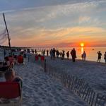 Strandbild mit Sonnenuntergang