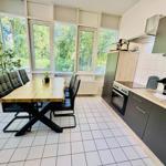 Küche mit Esstisch, Fenster und Pflanzen