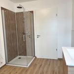 Bad mit Dusche, Waschtisch und Heizung