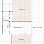 Apartment with 41 square meters, two terraces, bedroom, bathroom, and kitchen.