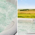 Whirlpool mit Blick auf Felder und Himmel