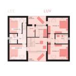 Funktionaler Grundriss mit Schlafzimmern, Bad, Sauna und Loggia.