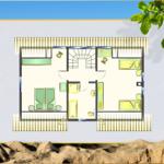 Funktionaler Grundriss mit Schlafzimmer, Bad und Terrasse