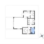 Wohnung mit Küche, drei Schlafzimmern und Bad. Raumbelegung nach Plan.