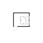 Zimmerplan mit Bett und zwei Schränken. Raumgröße 160x200 cm.