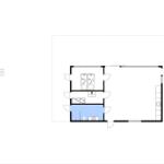 Geschossplan mit Schlafzimmer, Bad und Küche. Hems-Plan links.