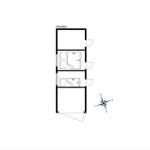 Planaufnahme eines Annekss mit drei Schlafzimmern und einer Orientierungskompass.