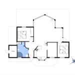 Dieses Haus hat zwei Schlafzimmer, eine Küche, ein Bad und eine Garage.