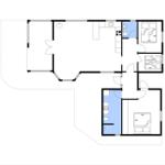 Dieses Haus hat drei Schlafzimmer, eine Küche und zwei Badezimmer.