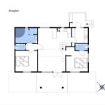 Floor plan shows living area with kitchen, bedrooms, and bathroom.