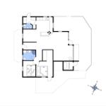 This floor plan shows the rooms and arrangement of the furniture.