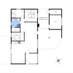 Wohnung mit drei Schlafzimmern, Küche und überdachter Terrasse.