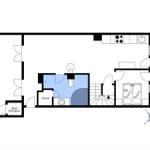 First floor with sauna, kitchen, and bedrooms with 180 and 200 cm beds.