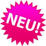 Neue Unterkunft! Pinkes Schild mit der Aufschrift NEU!