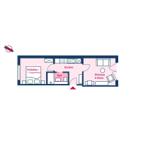 Dieses Apartment hat einen Schlafbereich, eine Küche, ein Bad und einen Wohnbereich.