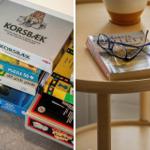 Spielboxen und ein Buch mit Brille auf einem Tisch