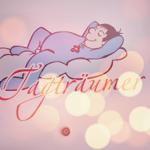 Ein Logo mit einem schlafenden Mann auf einer Wolke und dem Schriftzug Tagträumer.