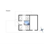 Stueplan zeigt vier Schlafzimmer und ein Bad mit Dusche.