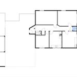 Grundriss zeigt Keller und Obergeschoss mit Küche, Bad und Treppenhaus.
