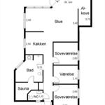 This floor plan shows the rooms and areas of the vacation home.