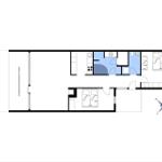 The apartment has two bedrooms, a kitchen, and a covered terrace.