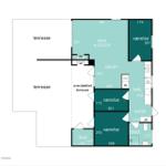 This apartment has a terrace, kitchen, three bedrooms, and a bathroom.