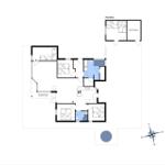 This house has three bedrooms, a kitchen, and a covered terrace.