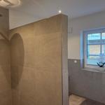 Bad mit Dusche, Fenster und Pflanze