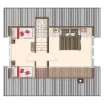 Dreizimmerwohnung mit Treppe und Schlafbereich