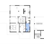 The apartment has three bedrooms, a kitchen, and a covered terrace.