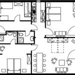 Wohnung mit Küche, Essbereich, Schlafzimmer und Bad.