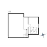 First floor with living area, bedroom, and staircase.