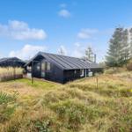 Two black wooden houses with roof terrace and garden in the woods