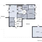 Apartment with kitchen, three bedrooms, bathroom and terrace. Two garden sheds.