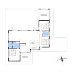 Functional floor plan with three bedrooms and two covered terraces.
