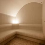 Dampfbad mit Steinbank und Dusche