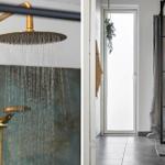 Showerhead with water stream and floor-standing bathtub