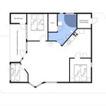 Apartment with sauna, kitchen, and three bedrooms with terrace.