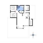 This apartment has three bedrooms, a sauna, and a kitchen.