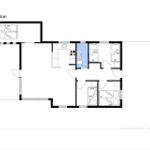 Floor plan shows living, sleeping areas, kitchen, and bathroom.
