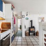 Kitchen with wood stove and work surface