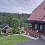 House with balcony, garden, and forest view