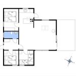 This apartment has three bedrooms, a kitchen, and a bathtub.