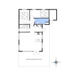 Wohnung mit drei Schlafzimmern, Küche und überdachter Terrasse.